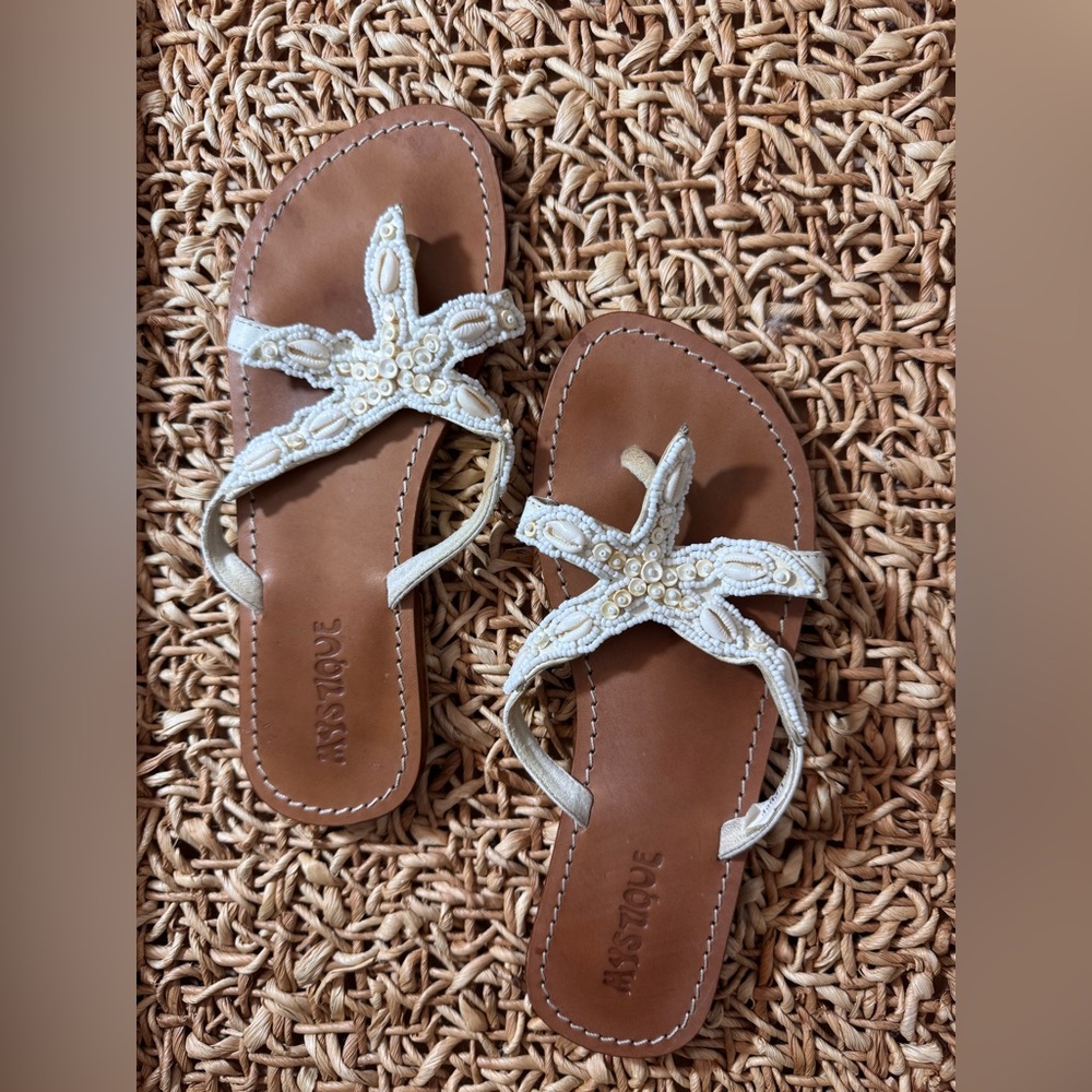 Women's Starfish Sandals - Cream and Brown